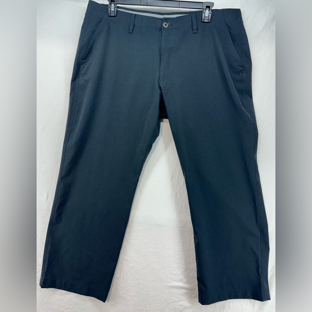 Under Armour Golf Dress Pants Loose Woven Texture Black Men 42 Actual 40x25.5
